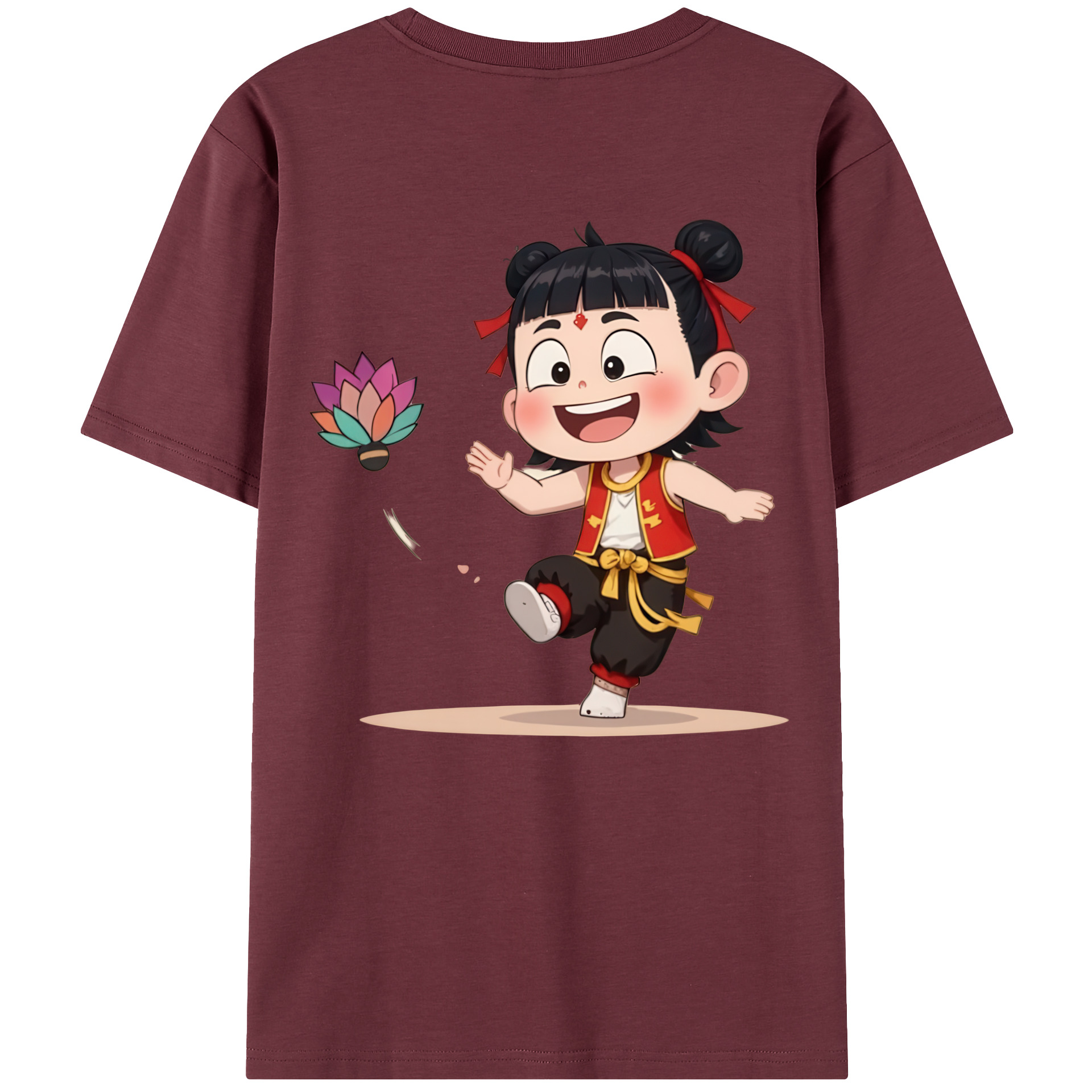 （画像用） Ne Zha 2 ナタ 魔童の大暴れ 綿100％半袖Tシャツ（背面プリント）